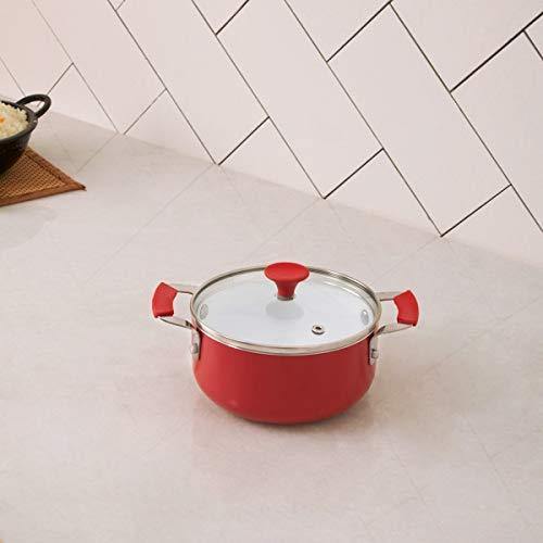 Home Centre Beattles Briston Aluminium Casserole with Lid - Red - Home Decor Lo