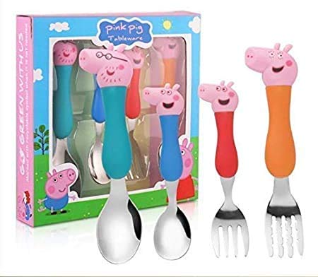 Meru Deals Peppa Pig Spoon and Fork Set for Kids - Home Decor Lo