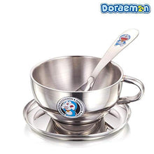 Load image into Gallery viewer, Awkenox Doraemon Soup Bowl Set | Stainless Steel Soup Bowl with Spoon for Kids- Silver - Home Decor Lo