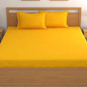 Home Ecstasy 100% Cotton Plain bedsheets for Double Bed Cotton, 150tc Gold Solid bedsheets for Double Bed (7.3ft x 7.7ft) - Home Decor Lo