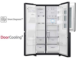 LG 668 L InstaView Door-in-Door Wi-Fi Inverter linear Frost-Free Side-By-Side Refrigerator (GC-X247CQAV, Door Cooling+, Matt Black) - Home Decor Lo