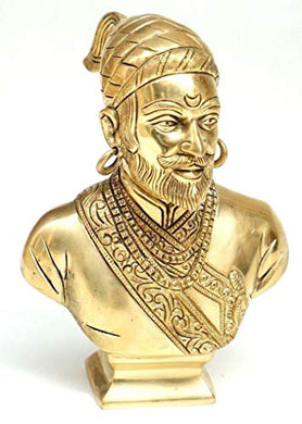 Mohan Jodero Brass Elegant Chatrapati Shivaji Maharaj Statue, Standard, Antique Brass - Home Decor Lo