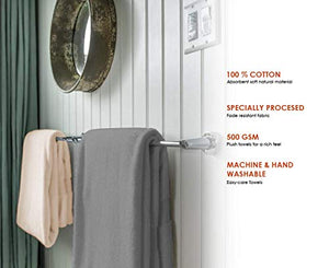 Cloth Fusion Brookwella 500 GSM Premium Super Absorbent Cotton Bath Towel Set of 2 Pcs- (70x140 cm, Grey & Beige) - Home Decor Lo