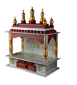 Kamdhenu art and craft Wood Home Temple (15 x 8 x 18 inch, White) - Home Decor Lo