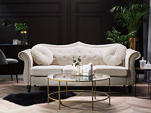 Solid Wood Velvet Button Tuffted 3 Seater Chesterfield Sofa Set for Li ...