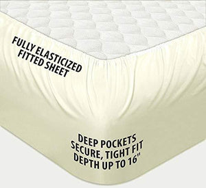 Linenwalas Fitted Bedsheet Queen Size with Elastic| 400TC Thread Count Softest Long Staple 100% Cotton Silky Soft - Queen (60”x78”) - Ivory - Home Decor Lo