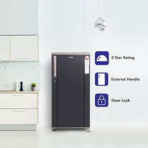 Haier 181 L 2 Star Direct-Cool Single Door Refrigerator (HED-1812BKS-E, Black Brushline) - Home Decor Lo