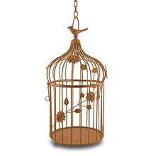 Load image into Gallery viewer, Homesake® Copper Bird Cage with Floral Vine (Set of 2), with Hanging Chain, Rose Gold, Decorative Tealight Candle Holder - Home Decor Lo