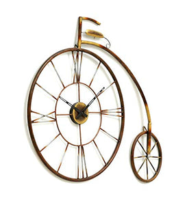 Jota Rajasthani Handicraft Iron Cycle Wall Clock Designer Cycle Wall Clock | Wall Mounted Hanging Bicycle Showpiece Gift Clocks | (38 x 1 x 30 Inches) (Gold, Bronze); 564 - Home Decor Lo