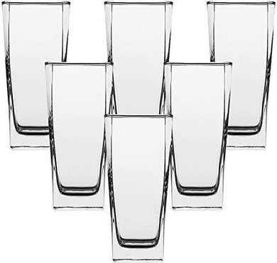 Satvikaya Crystal Clear Glass Elegant Drinking Cups for Water Wine Juice Beer Cocktails and Mixed Drinks Heavy Duty Square Bottom for Bars Restaurants,Kitchen,Home 320-ML (Set of 6) - Home Decor Lo