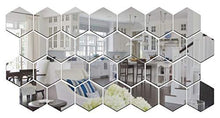 Load image into Gallery viewer, Wall1ders - Hexagon-Silver (Pack of 28) with 10 Butterflies 3D Acrylic Mirror Wall Stickers for Living Room, Hall, Bed Room &amp; Home - Home Decor Lo
