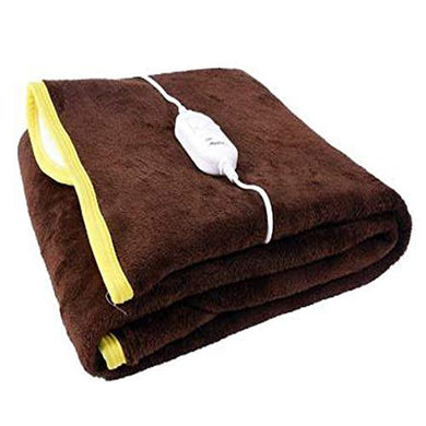 ARTSY HOME Premium 100% Shock Proof and Heating Electric Blanket Single Bed Warmer (BROWN) - Home Decor Lo