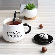 Load image into Gallery viewer, Satyam Kraft Lazy Panda Ceramic Mug with Lid and Spoon - 1 Piece, Random Design, 300 ml - Home Decor Lo