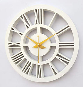 Smart Art Wood Carving Wood Wall Clock (30 x 2.5 x 30 cm, White) - Home Decor Lo