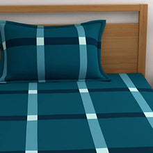 Load image into Gallery viewer, Home Ecstasy 100% Cotton bedsheets for Single Bed Cotton, 140tc Geometric Blue Single bedsheet with Pillow Cover (4.8ft x 7.3ft) - Home Decor Lo