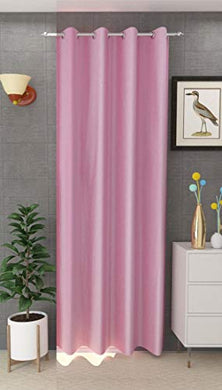 YUKANY 1 Piece Solid Eyelet Long Crush Polyster Home & Living Room Window Curtains - 5 Feet, Baby Pink - Home Decor Lo