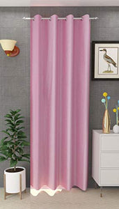 YUKANY 1 Piece Solid Eyelet Long Crush Polyster Home & Living Room Window Curtains - 5 Feet, Baby Pink - Home Decor Lo