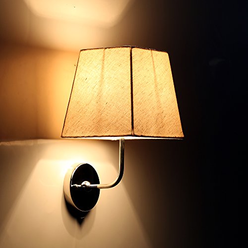 Craftter Off White Fabric Shade Square Wall LAMP Fixture Fancy Wall Lights and Lamps for Home Decoration Indoor and Outdoor - Home Decor Lo