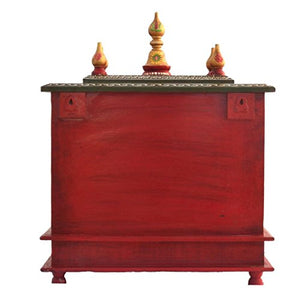 Kamdhenu art and craft Wood Home Temple (18 x 9 x 21 inch, Red and Green) - Home Decor Lo
