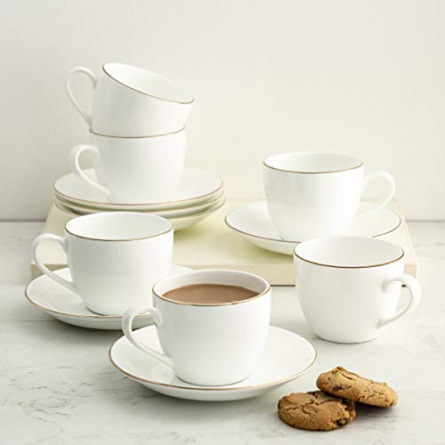 Home Centre Corsica Solid Cup and Saucer- Set of 6 - Home Decor Lo