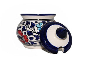 Mirakii Blue Color, Ceramic Pickle and Spice Jar Set Of Two With Spoons, Flower Pattern - Home Decor Lo