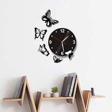 Load image into Gallery viewer, BONBELLA® Acrylic Butterfly Wall Clock 3D Antique Design for Living Room, Bad Room, Home and Office on Wall Decoration-Color(Black)|Dno-002|Pack of 1 Pcs - Home Decor Lo