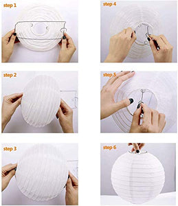 MORE BUY Decorators 14 inch (36 cm *36 cm) White Hanging Paper Lantern(10 Pc) Paper Ball Lamp Shade for Diwali, Party,Decoration (Pack of 10 White) - Home Decor Lo