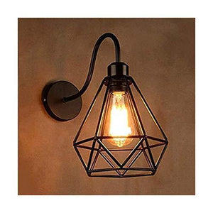 GreyWings Metal Diamond Cadge Wall Light Sconce Lamp, with Filament Bulb (Small) Pack of 2 - Home Decor Lo