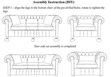 Load image into Gallery viewer, Solid Wood Fabric Button Tuffted 3 Seater Chesterfield Sofa Set for Living Room, Blue - Home Decor Lo