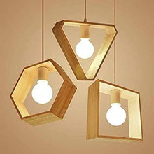 Load image into Gallery viewer, VXS Wooden 1 Head Modern Simple 3 Different Design Hexagon Square Triangle Shape Wood Pendant Light Lamp for Study Coffee Shop