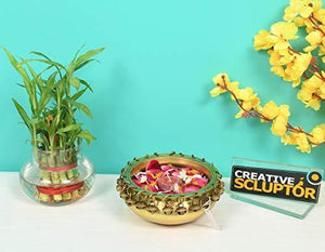 Creative Scluptor Brass Urli Traditional Bowl with Bells Showpiece | Diwali | Puja | Home Decor - Home Decor Lo