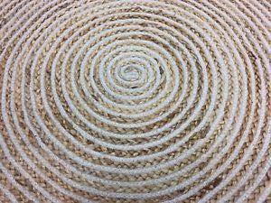 The Home Talk Hand Woven Braided Jute and Cotton Area Rug, Round, Reversible (Beige, 3 Feet Diameter) - Home Decor Lo