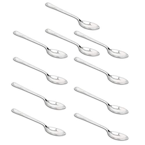 MAA SILVER Plain Spoon Pack of 10 with 50gm Each with 83% Purity - Home Decor Lo