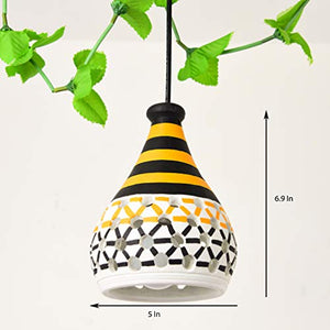 Artysta Multicolored Hand-Crafted Hand-Painted Terracotta Pendant Cum Hanging Lamp for Home Decor, Decorative Ceiling Lamp