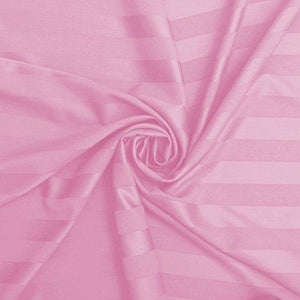Sidhi 300 TC 100% Cotton Sateen Double King Size Bedsheet with 2 Pillow Covers Plain Premium Platinum Superior Elegant Solid Striped Pink Bedsheet Size (90x108) inches Pillow Cover (17x26) inches - Home Decor Lo