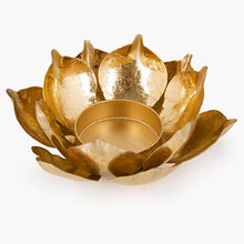 Load image into Gallery viewer, Home Centre Redolence Neptune Lotus Light Holder Set- 2 Pcs. - Gold - Home Decor Lo