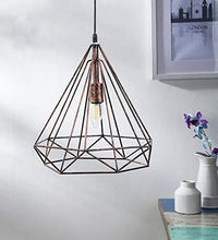 Load image into Gallery viewer, GreyWings Metal Diamond Cadge Hanging Light Pendant Lamp, with E27 Base Cape Bulb Included (Antique Bronze) - Home Decor Lo