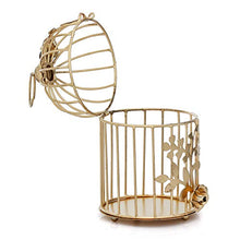 Load image into Gallery viewer, WebelKart Gold Color Metal Bird cage Tea Light Holder with Flower Vine for Home Décor - Home Decor Lo