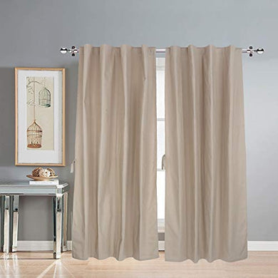 LINENWALAS Cotton Solid Grommet Doors Curtain, 4.5ft X 7ft, Beige, Pack of 2 - Home Decor Lo
