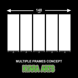 Kyara Arts Split Wall Painting in Multiple Frames || Wooden Framed Art Panels || 7mm Hard MDF Board Painting Ready to Hang-Beautiful Green Bamboo Digital Wall Painting || 5pcs (148cm x 76cm) - Home Decor Lo