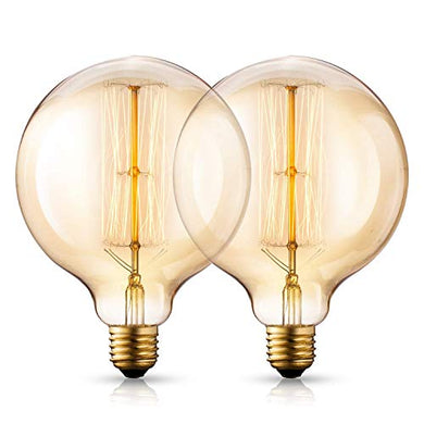 ISH Vintage Edison Bulbs,Antique Retro Incandescent Light Bulb 40W Squirrel Cage Filament Light Bulb G80 Classic Amber Glass E26/E27 Medium Base Dimmable (2 Pack) - Home Decor Lo