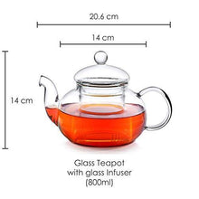 Load image into Gallery viewer, Octavius Borosilicate Glass Teapot/Kettle with Heat Resistant Removable Glass Infuser and Lid - 800ML - Home Decor Lo