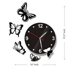 Load image into Gallery viewer, BONBELLA® Acrylic Butterfly Wall Clock 3D Antique Design for Living Room, Bad Room, Home and Office on Wall Decoration-Color(Black)|Dno-002|Pack of 1 Pcs - Home Decor Lo