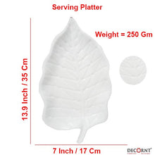 Load image into Gallery viewer, Decornt Serving Platter - Snacks Plate - Made of Acrylic Material – Leaf Shape Platter – Pack of 1 – White Color (Platter Size - Length 14 Inches X Breadth 7 Inches) - Home Decor Lo