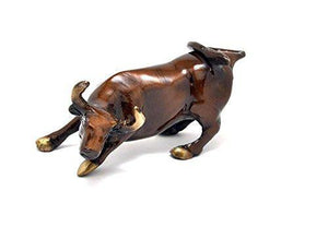 eCraftIndia Charging Bull Brass Figurine (12 cm X 5 cm X 5, Brown) & Decorative Polystone Water Fountain (42 cm X 23 cm X 31 cm, Brown, Wfgw9834) Combo - Home Decor Lo
