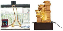 Load image into Gallery viewer, eCraftIndia Cute Love Birds Decorative Metal Figurine (15 cm X 5 cm X 33, Silver and Golden) &amp; Gate and Steps Polystone Water Fountain (31 cm X 23 cm X 42 cm, Cream) Combo - Home Decor Lo