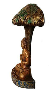 Varsha arts Buddha Idol with Bodhi Tree (Golden) - Home Decor Lo