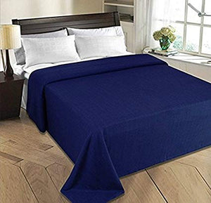 The Home Talk Double Bed Polar Fleece Ac Blanket, Light Throw Blanket for Tv Room Warm Soft bedsheet, Size 200 x 220 cm, GSM: 140, Weight 750 gm- Navy Blue - Home Decor Lo