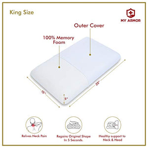 MY ARMOR Orthopaedic Memory Foam Pillow, King Size (25" x 15" x 5") - Home Decor Lo