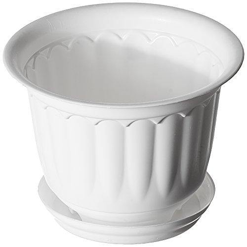 Gardens Need Jasmine Pot with Bottom Tray Set (10-inch, White, 3-Pieces) - Home Decor Lo